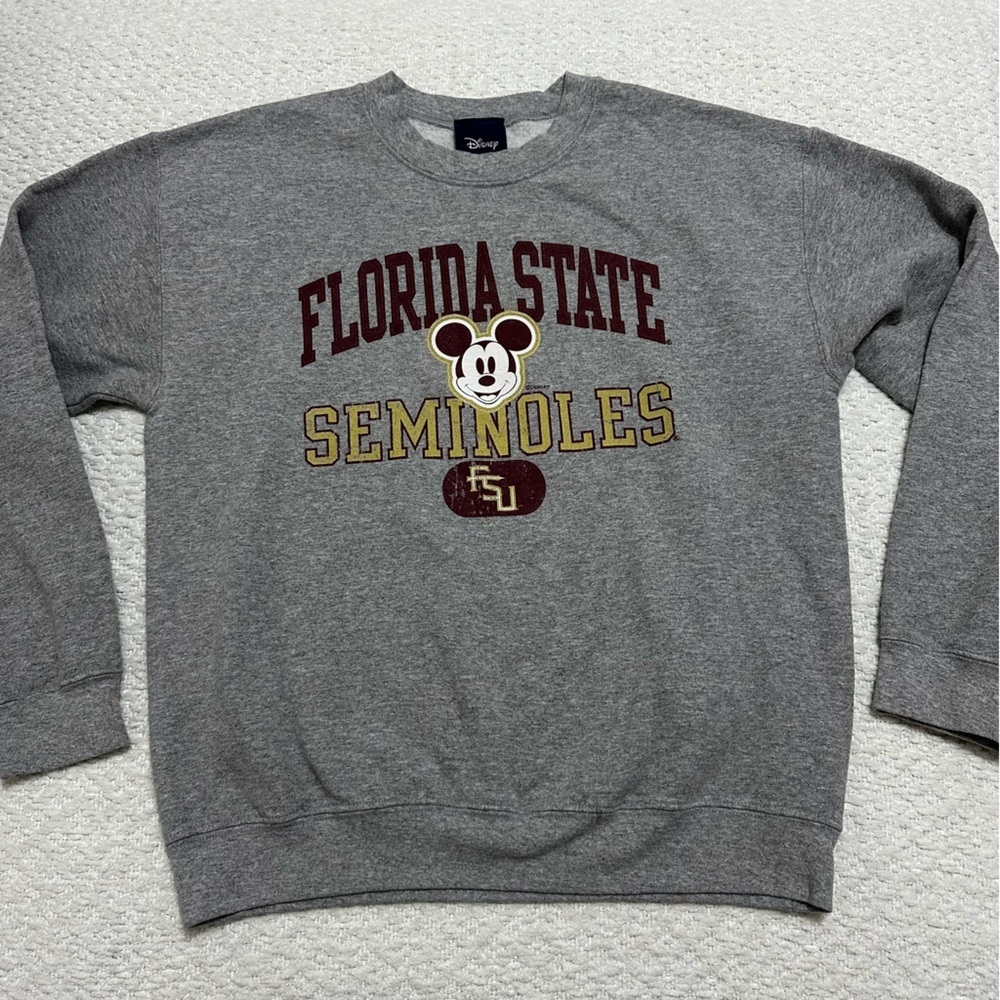Disney Mickey Florida State Seminoles Grey Crewneck Men’s Size Medium